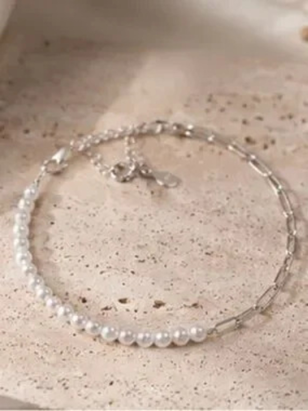 925 Sterling Silver Freshwater Pearl Paperclip Chain Bracelet